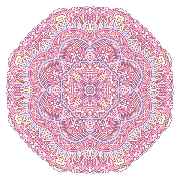 Mandala Garabato Dibujado Mano Vectorial Flor Estrella Étnica Con Adorno — Vector de stock