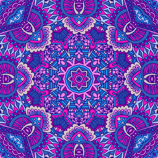 Tribal Festival Indien Lumineux Coloré Mandala Fleur Art Abstrait Géométrique — Image vectorielle