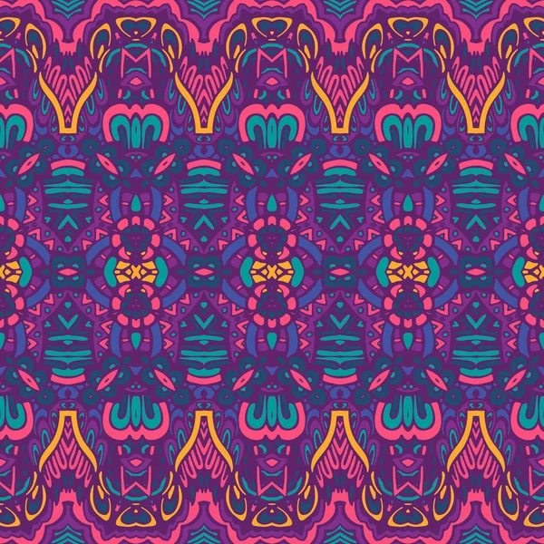 Vector Naadloos Patroon Etnische Tribal Geometrische Psychedelische Kleurrijke Print — Stockvector