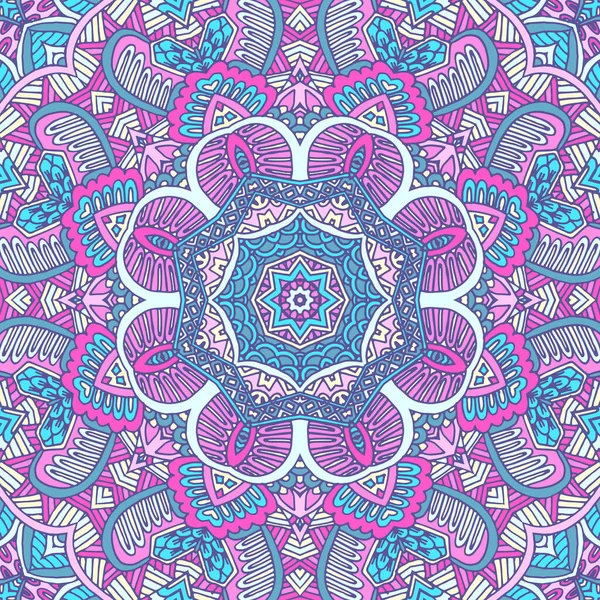 Farbenfrohe Ethnische Stammesfestlichkeiten Abstrakte Nahtlose Blumenvektormuster Geometrisches Zentangle Inspiriert Mandala — Stockvektor