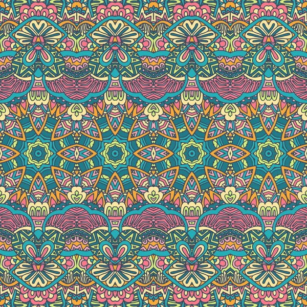 Tribal Seamless Colorful Geometric Shapes Pattern Ethnic Striped Vector Texture — 스톡 벡터