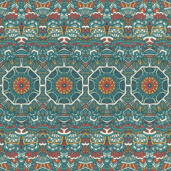 部族ヴィンテージ抽象幾何学的なエスニックのシームレスなパターン装飾 インドのストライプのテキスタイル デザイン — ストックベクタ