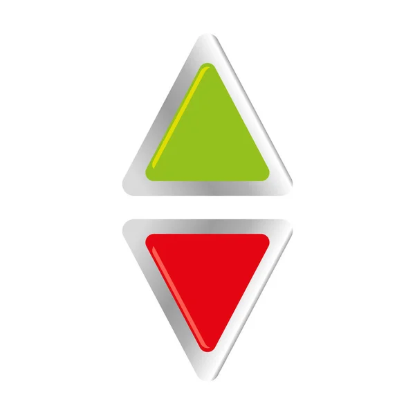 Dos botones de color grossy y acero, dirección arriba y abajo, sobre fondo blanco, para web — Archivo Imágenes Vectoriales