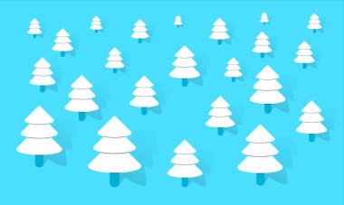 Bir sürü ağacı olan bir karlı arazi. Vektör soyut noel kütle arkaplanı.