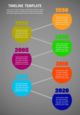 Metin için renk yılı noktaları ve yeri olan vektör kilometre taşı şablonu