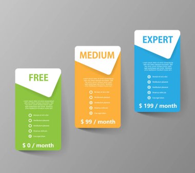 Product and services three price choice banners - Vector