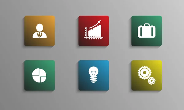 Vector business color icons with shadow — 图库矢量图片