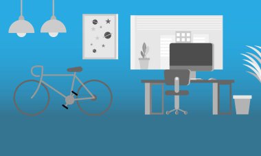 Şehir vektör iş illüstrasyonunda ofis hayatı