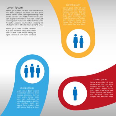 Metnin veya içeriğin için üç parçalı renk simgesi - vektör