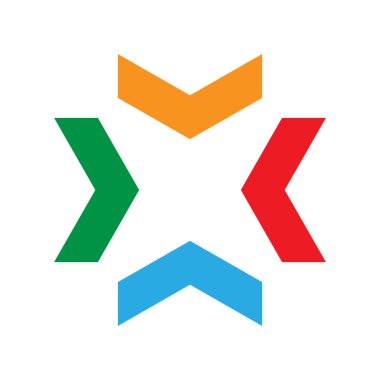 Beyaz arkaplan vektöründe dört renk oku