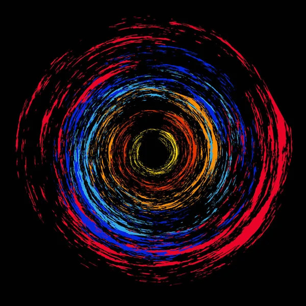 Abstrakte Farbige Pinselkreise Auf Schwarzem Hintergrund Vektorgrafik — Stockvektor