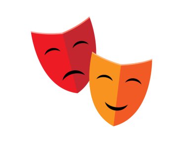 Beyaz arka planda iki maske vektör illüstrasyon kültürü, sinemalar, sinemalar - vektör grafik