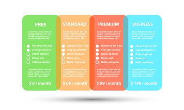 Dört parça iş planı ve fiyat afişleri - vektör şeffaflık grafiği