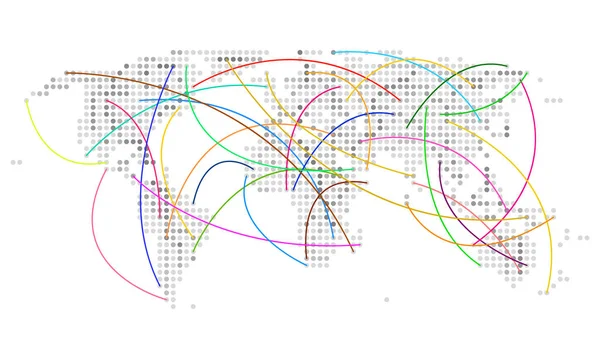 World Dotted Map Color Ways Διανυσματική Επικοινωνία Ταξίδια Και Μεταφορά — Διανυσματικό Αρχείο