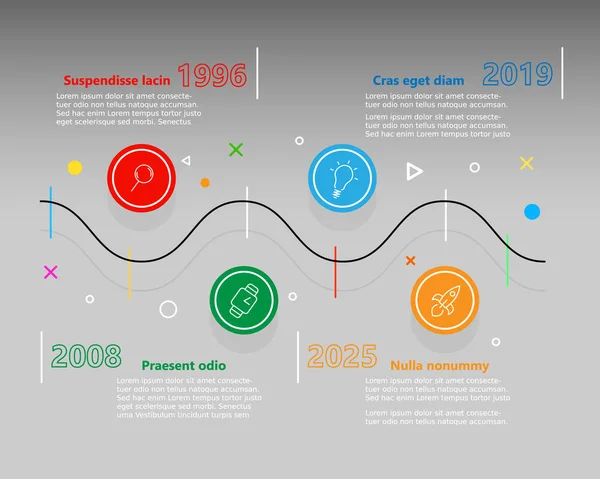 Vector Line Milestone Business Infograpnic Plantilla Color Con Cuatro Iconos — Archivo Imágenes Vectoriales