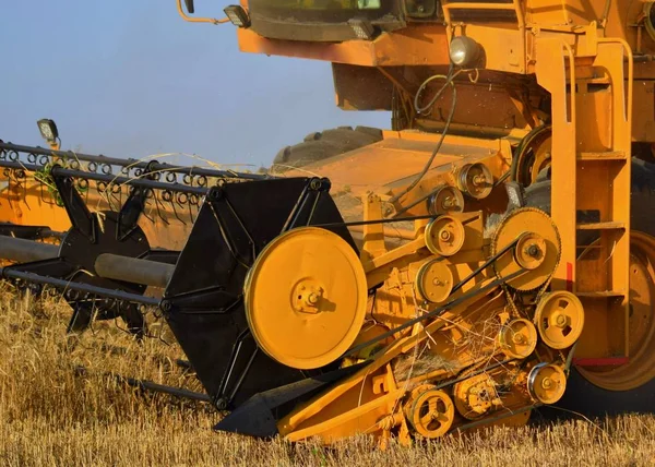 Background Harvester Harvesting Wheat Field — Stock Photo, Image