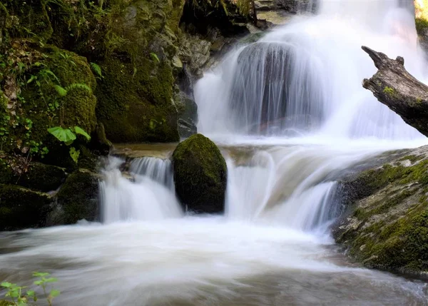 Sfondo Cascata Nei Boschi Autunno — Foto Stock