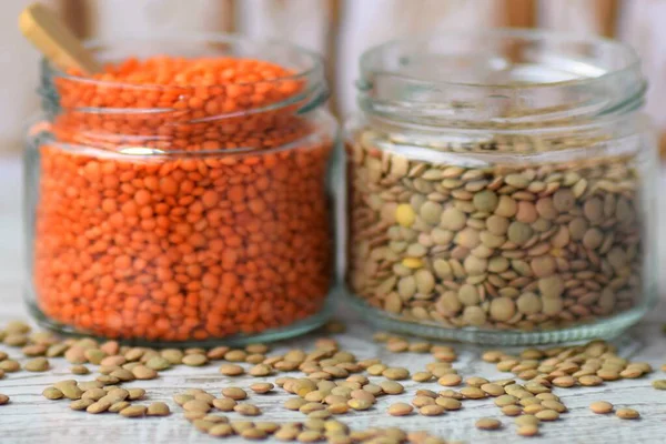 background of edible pulses in a glass jar