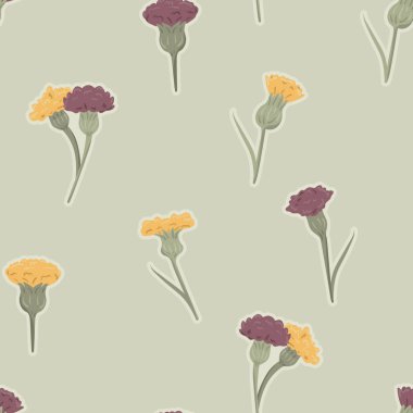 Ana hatları pürüzsüz desenli Çiçek Vektör El Çizimi.