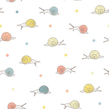 Noktasız desenli Vektör Neşeli Salyangoz Çizgisi.