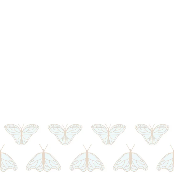 Frontera de mariposas Vector Monarch en colores pastel suaves fondo de patrón sin costuras . — Vector de stock