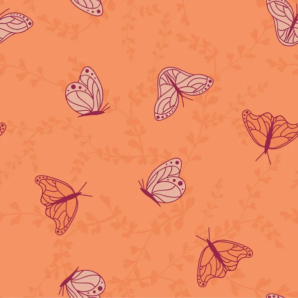 Vector Monarch Butterflies con fondo de patrón sin costuras Florals . — Vector de stock