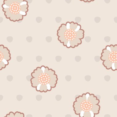 Sıcak Beglerde Noktaları olan Vektör Soyut Papatyalar.