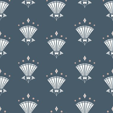 Vector Art Deco Style inspired Geometric Lilies seamless pattern background.