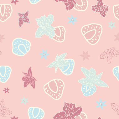 Vector Cute Vintage Strawberries seamless pattern background.