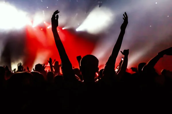 Silhouettes of concert crowd — Stock Photo, Image