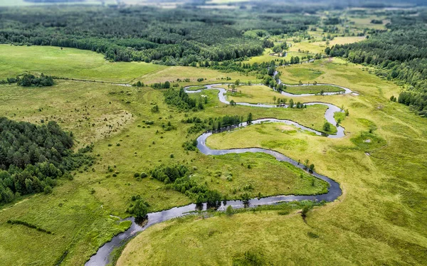 The river valley, the upper view from the drone — Stock Photo, Image