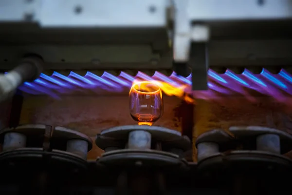 Glass Blowing Process Manufacture Glassware Someone Manufacturing Glass Products — Stock Photo, Image