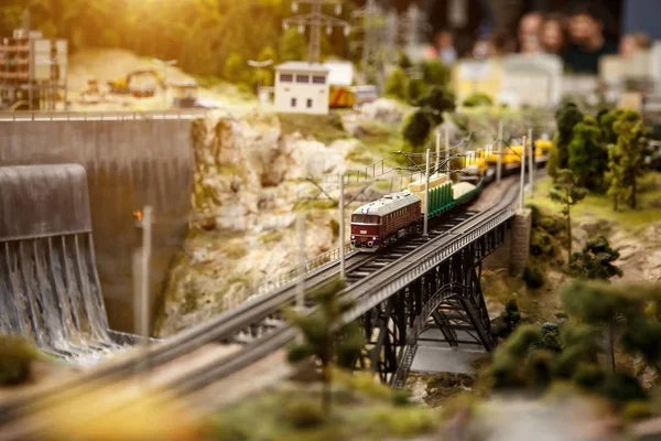The train is going through the bridge — Stock Photo, Image