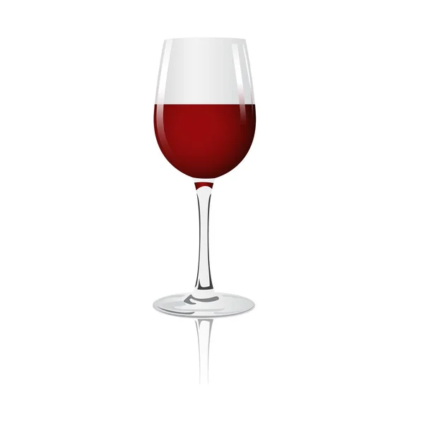 Vidrio transparente con vino tinto sobre fondo blanco. Aislado . — Vector de stock