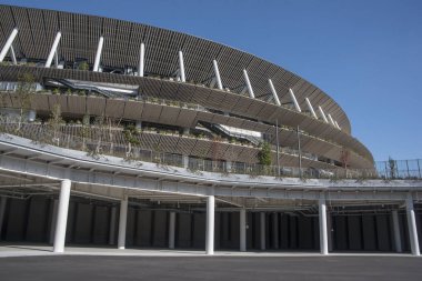 Tokyo, Japonya - 9 Aralık 2019: Tokyo Olimpiyat 2020 için inşa halindeki Yeni Ulusal Stadyum.