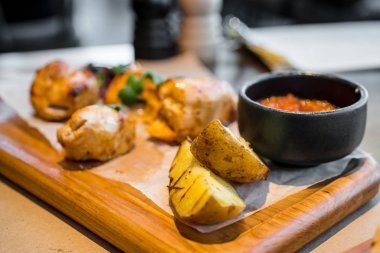 barbecue pork. kebab of chicken. Georgian cuisine. Georgian food