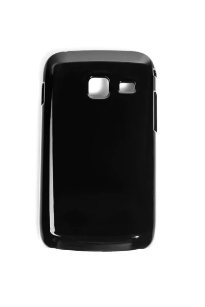 Fekete Táska Egy Könnyű Háttérrel Rendelkező Mobiltelefonhoz Mobiltelefonok Védelme Gadget — Stock Fotó