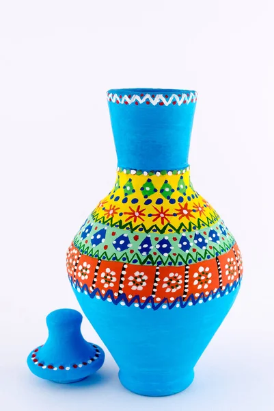 Vaso de cerámica colorido decorado egipcio (Kolla ) — Foto de Stock