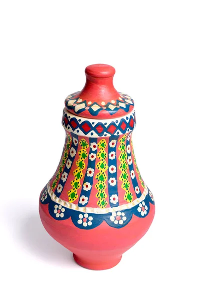 Jarrón de cerámica colorido decorado a mano egipcio rosa (Kolla ) — Foto de Stock