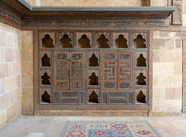 Süslü ahşap dolap, Beit El Harrawi, eski Kahire, Egy gömülü