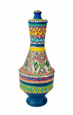 Mısır el yapımı bir şekilde dekore edilmiş renkli seramik vazo (Kolla)