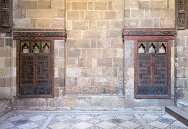 Gömülü ahşap süslü dolapları, Beit El Harrawi, eski Kahire, Mısır