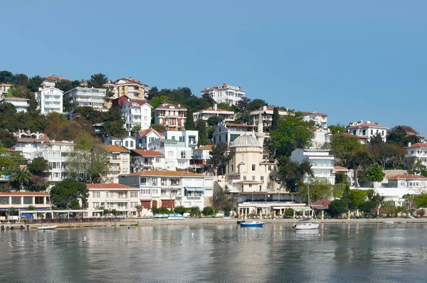 View of Burgazada island from the sea with summer houses and a small mosque, Sea of Marmara, near Istanbul, Turkey — Stock Photo, Image
