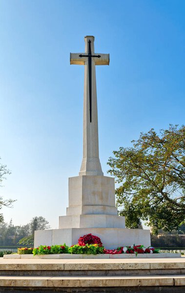 Cross of Sacrifice memorial at the Heliopolis Commonwealth War Cemetery, Cairo, Egypt