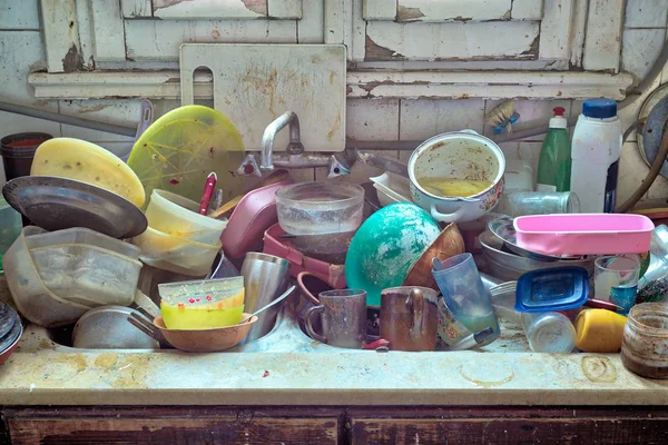 Disordinato sporco cucina — Foto Stock