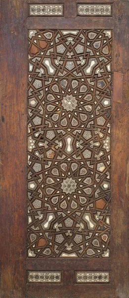 Османська стиль дерев'яні двері багато прикрашений leaf паз і гребінь зібраний інкрустовані зі слонової кістки, Чорне дерево і кісток — стокове фото