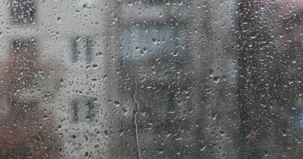 Glass Window Rainy Weather Raindrops — Stock Video