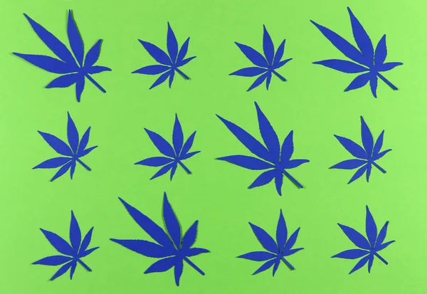 Paper Applique Paper Hemp Leaves Colored Backgrounds Concept Legalization — Stock Photo, Image