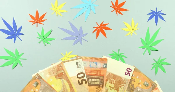 Koncepcja Narkotyków Wypływa Banknotów Euro — Zdjęcie stockowe