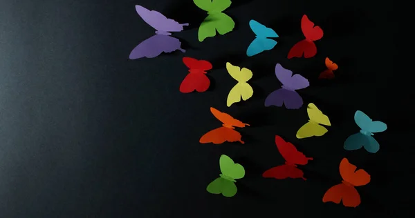 Бумажные Бабочки Темном Фоне — стоковое фото